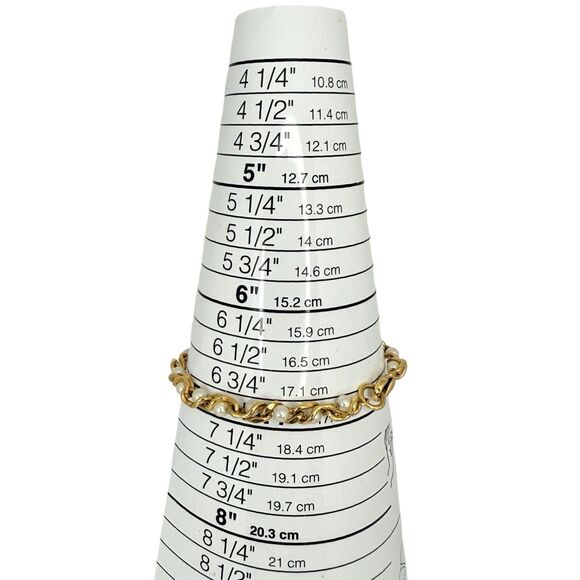 White Pearl 24K Gold Plated Tennis Bracelet 7" Station Link Minimalist Jewelry - Picture 11 of 11